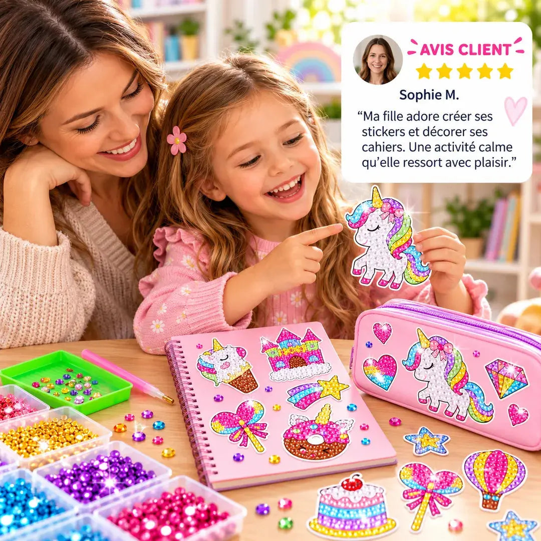 Kit Peinture Diamant Enfant – Stickers Princesses & Animaux à Décorer