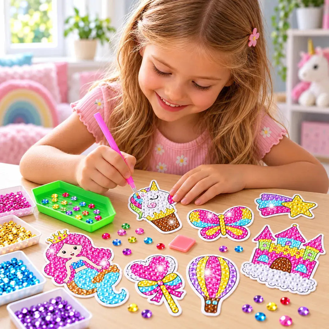Kit Peinture Diamant Enfant – Stickers Princesses & Animaux à Décorer