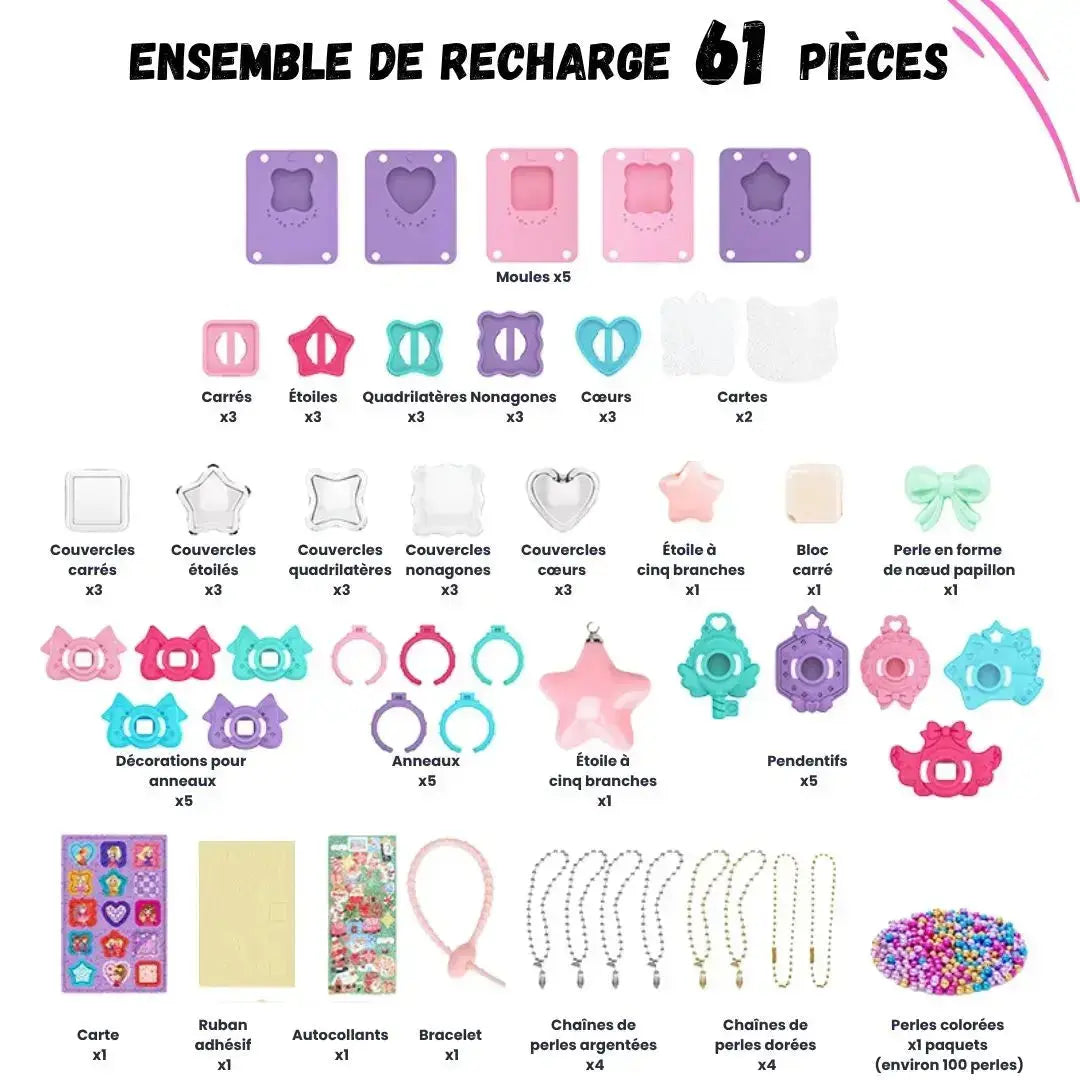 Kit de Recharge Bijoux – 61 Pièces Créatives | Dès 5 ans
