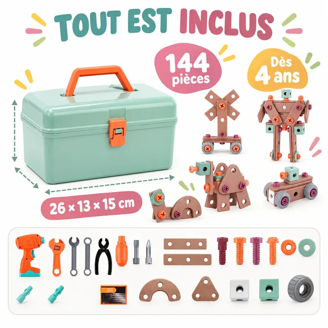 Mallette de Construction STEM Enfant - 80 à 144 Pièces