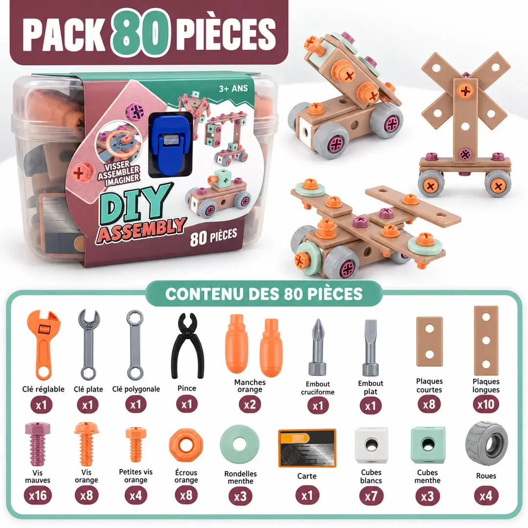 Mallette de Construction STEM Enfant - 80 à 144 Pièces