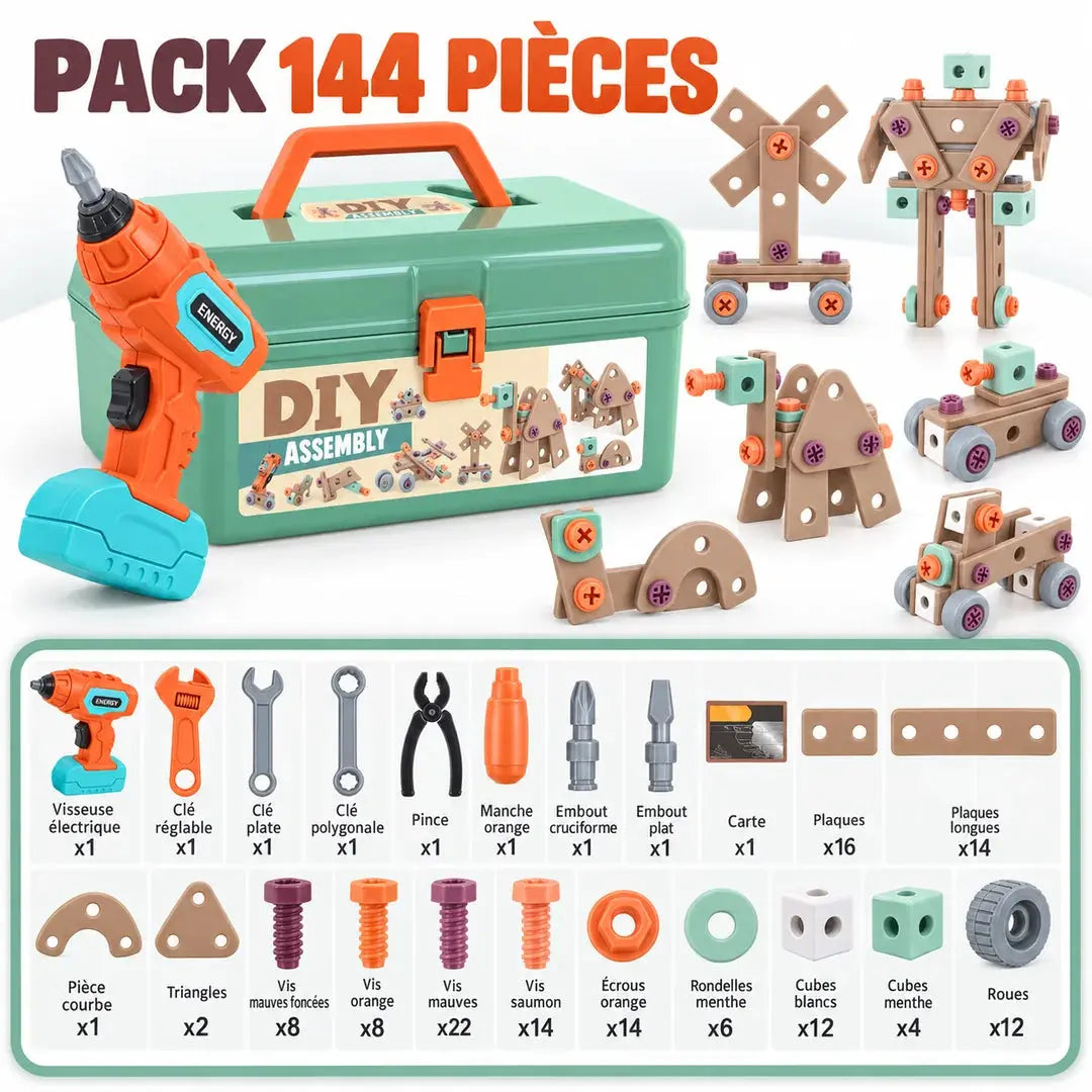 Mallette de Construction STEM Enfant - 80 à 144 Pièces