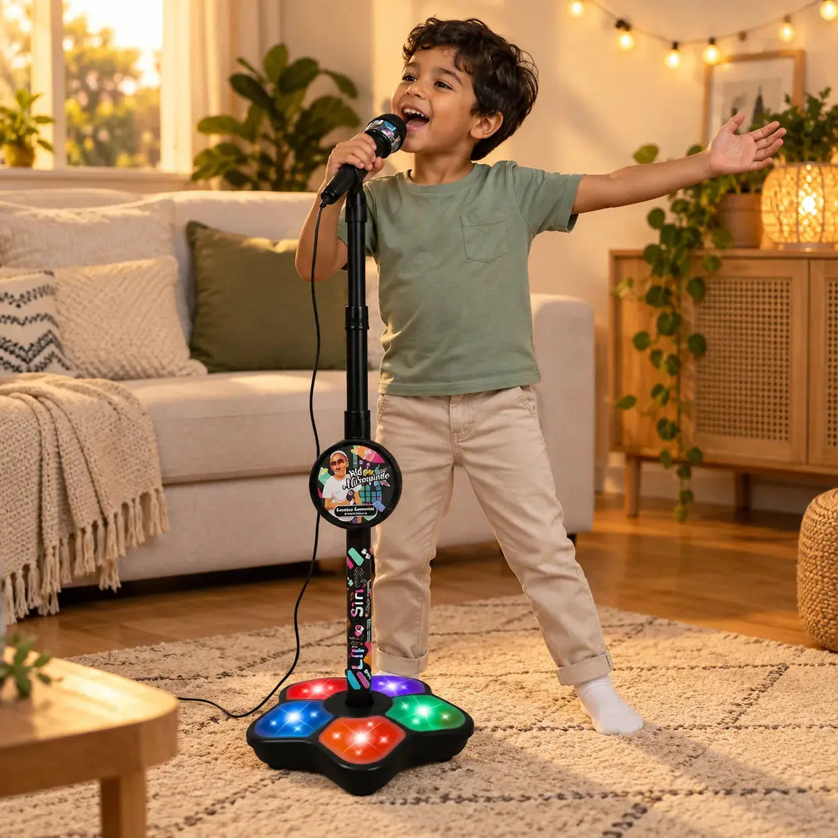 Micro Karaoké Enfant Lumineux – Pied Réglable