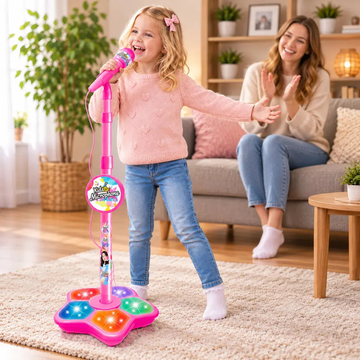 Micro Karaoké Enfant Lumineux – Pied Réglable