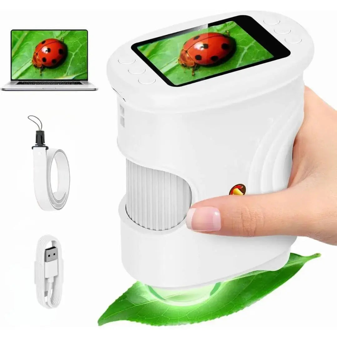 Microscope Enfant avec Écran 5 cm et Zoom 1000x Blanc – Dès 6 Ans
