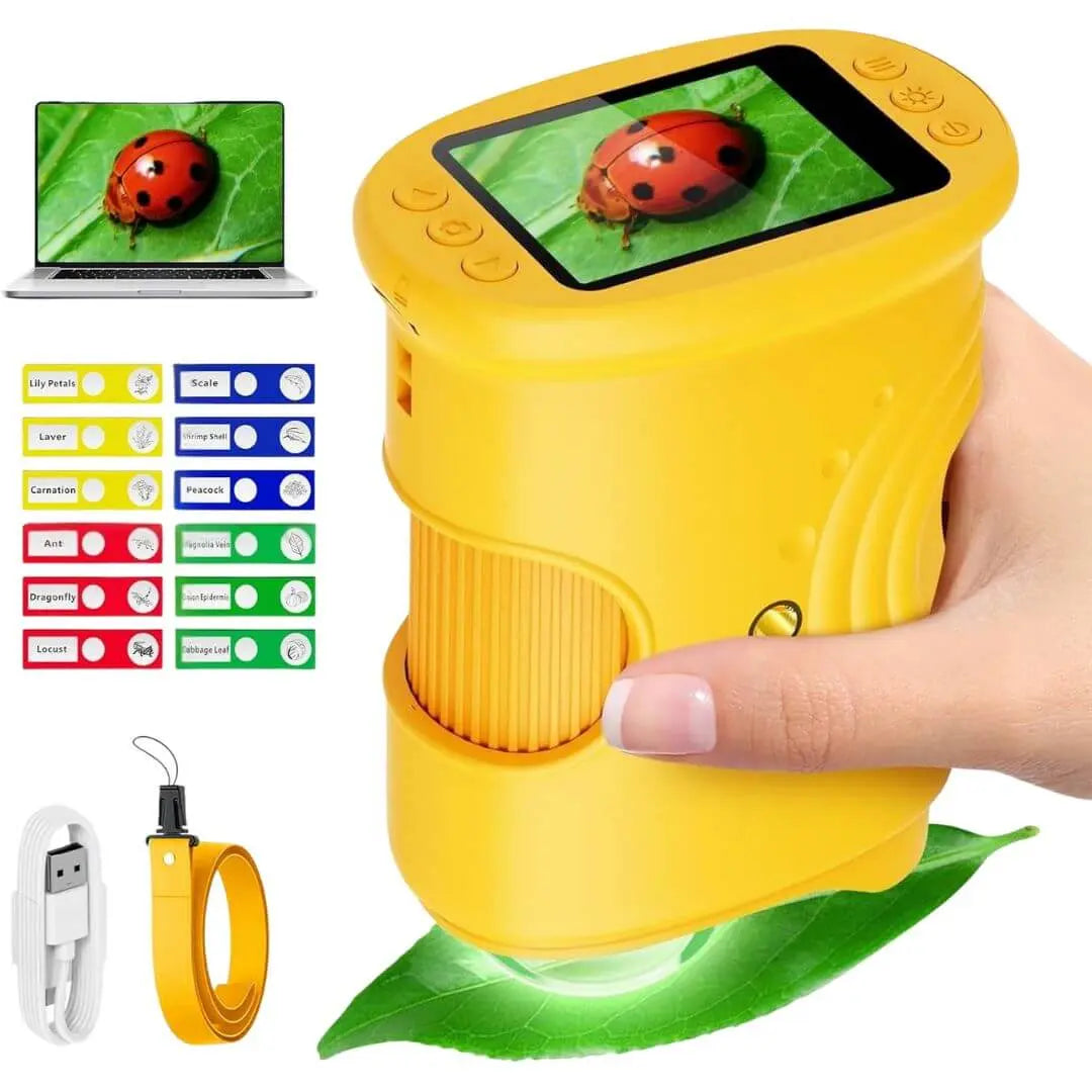Microscope Enfant avec Écran 5 cm et Zoom 1000x Orange – Dès 6 Ans
