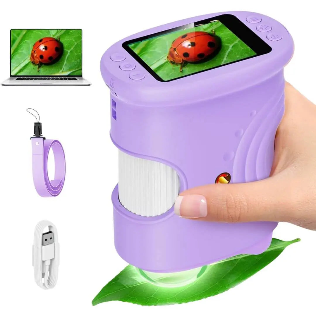 Microscope Enfant avec Écran 5 cm et Zoom 1000x Violet – Dès 6 Ans