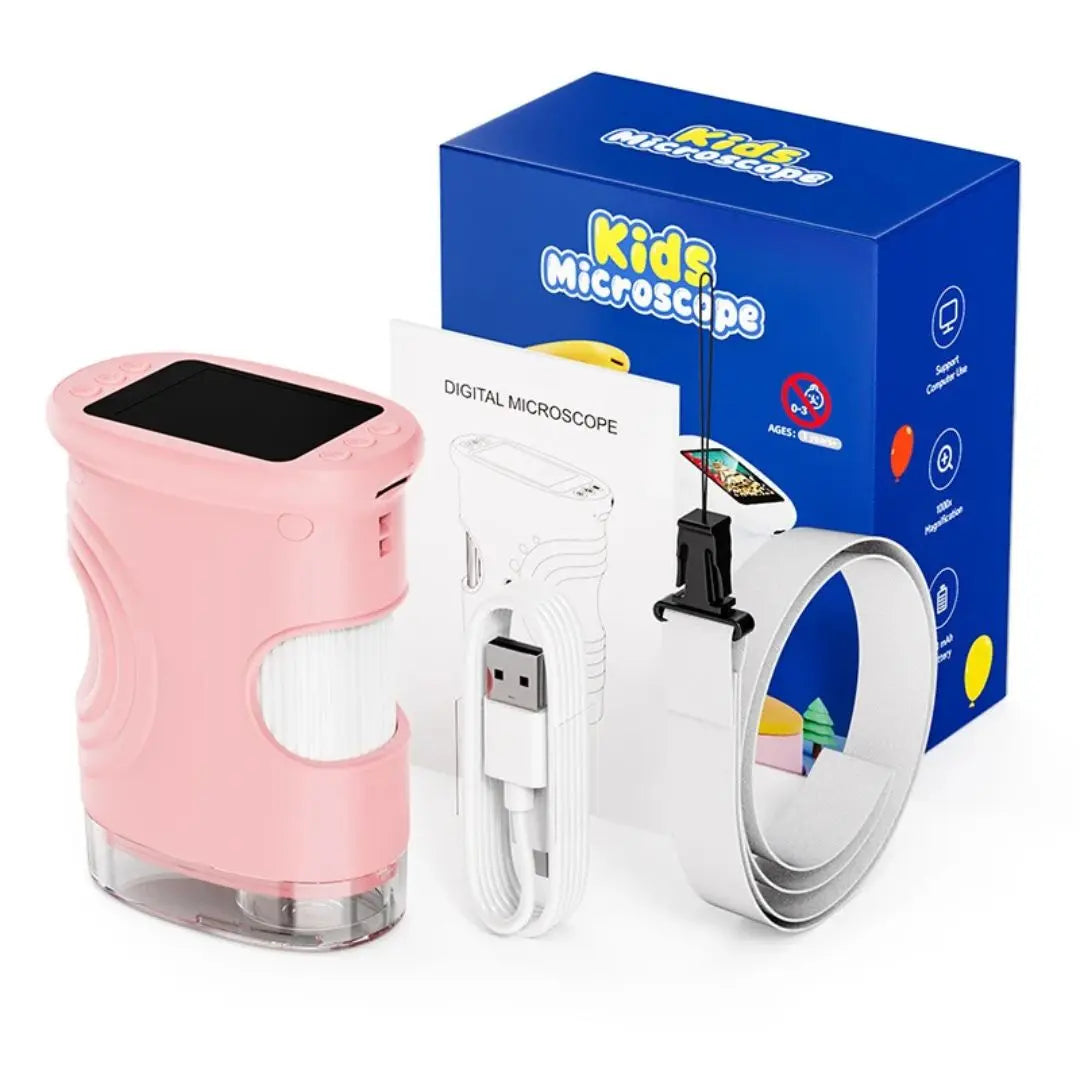 Children's Microscope with 5 cm Screen and 1000x Zoom Pink – Ages 6+