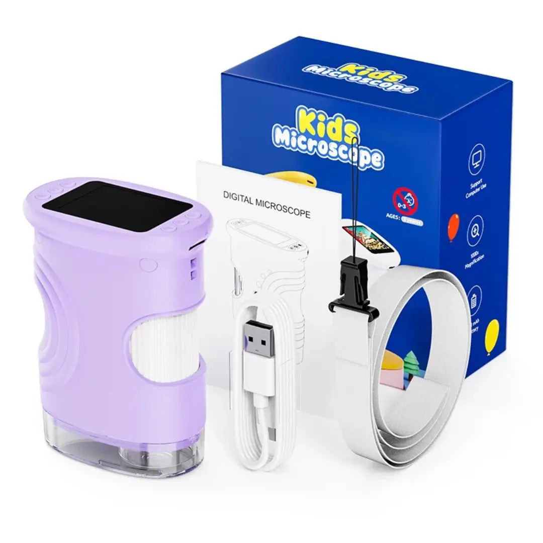 Microscope Enfant avec Écran 5 cm et Zoom 1000x Violet – Dès 6 Ans