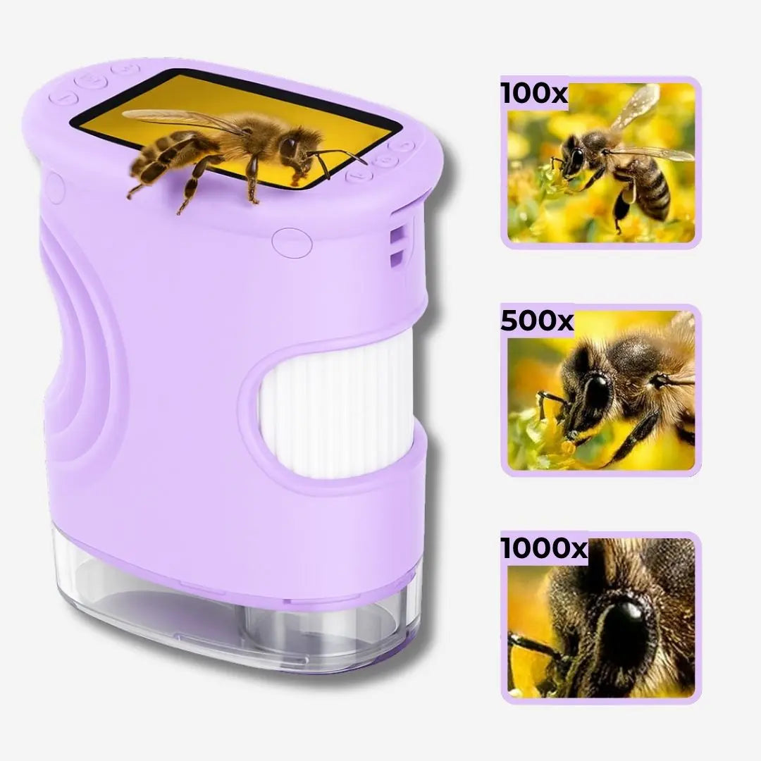Microscope Enfant avec Écran 5 cm et Zoom 1000x Violet – Dès 6 Ans