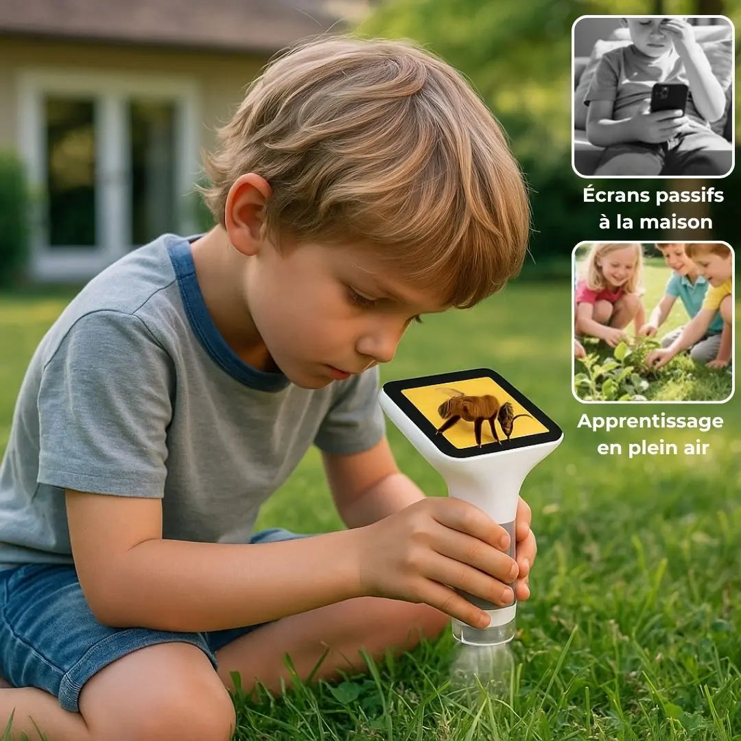 Microscope Enfant avec Écran 7,6 cm et Zoom 1000x - EduZoom Blanc