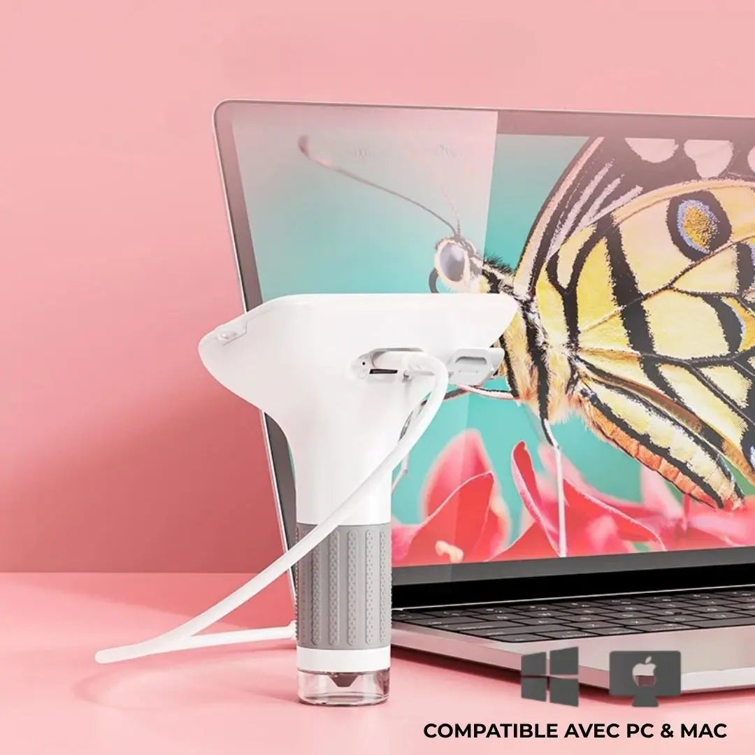 Microscope Enfant avec Écran 7,6 cm et Zoom 1000x - EduZoom Blanc