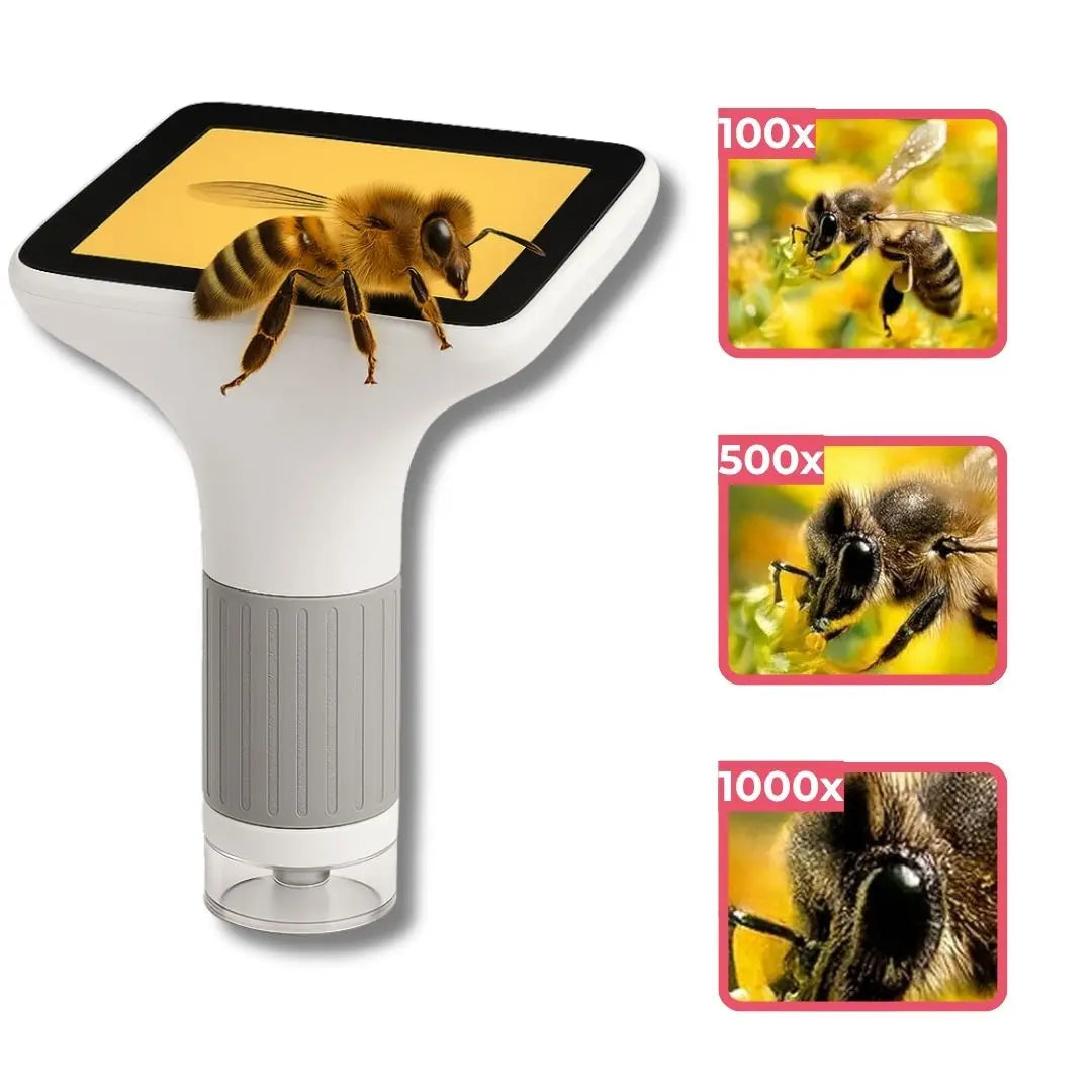 Microscope Enfant avec Écran 7,6 cm et Zoom 1000x - EduZoom Blanc