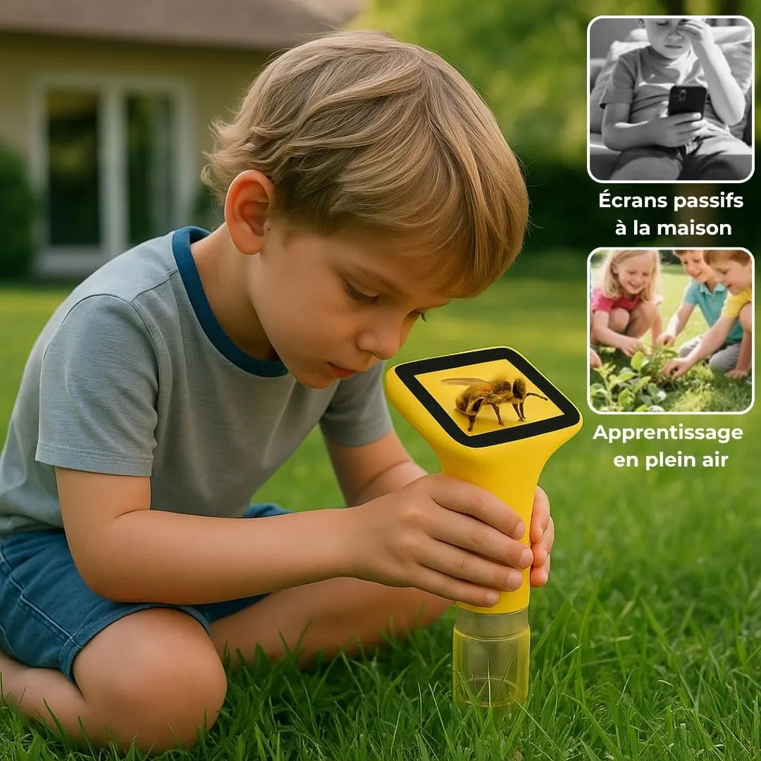 Microscope Enfant Écran 7,6 cm et Zoom 1000x Jaune – Dès 6 Ans