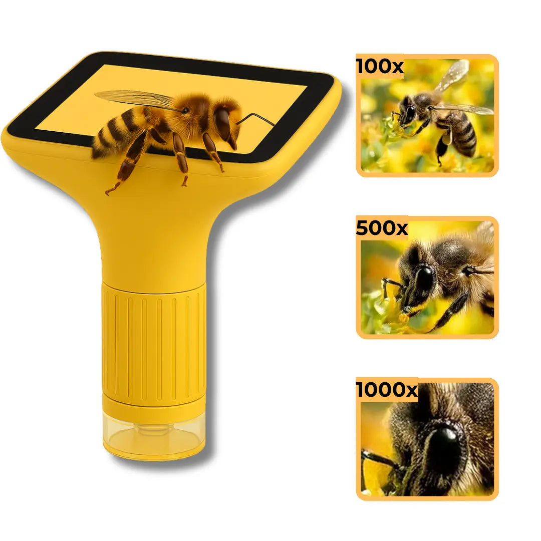 Microscope Enfant Écran 7,6 cm et Zoom 1000x Jaune – Dès 6 Ans