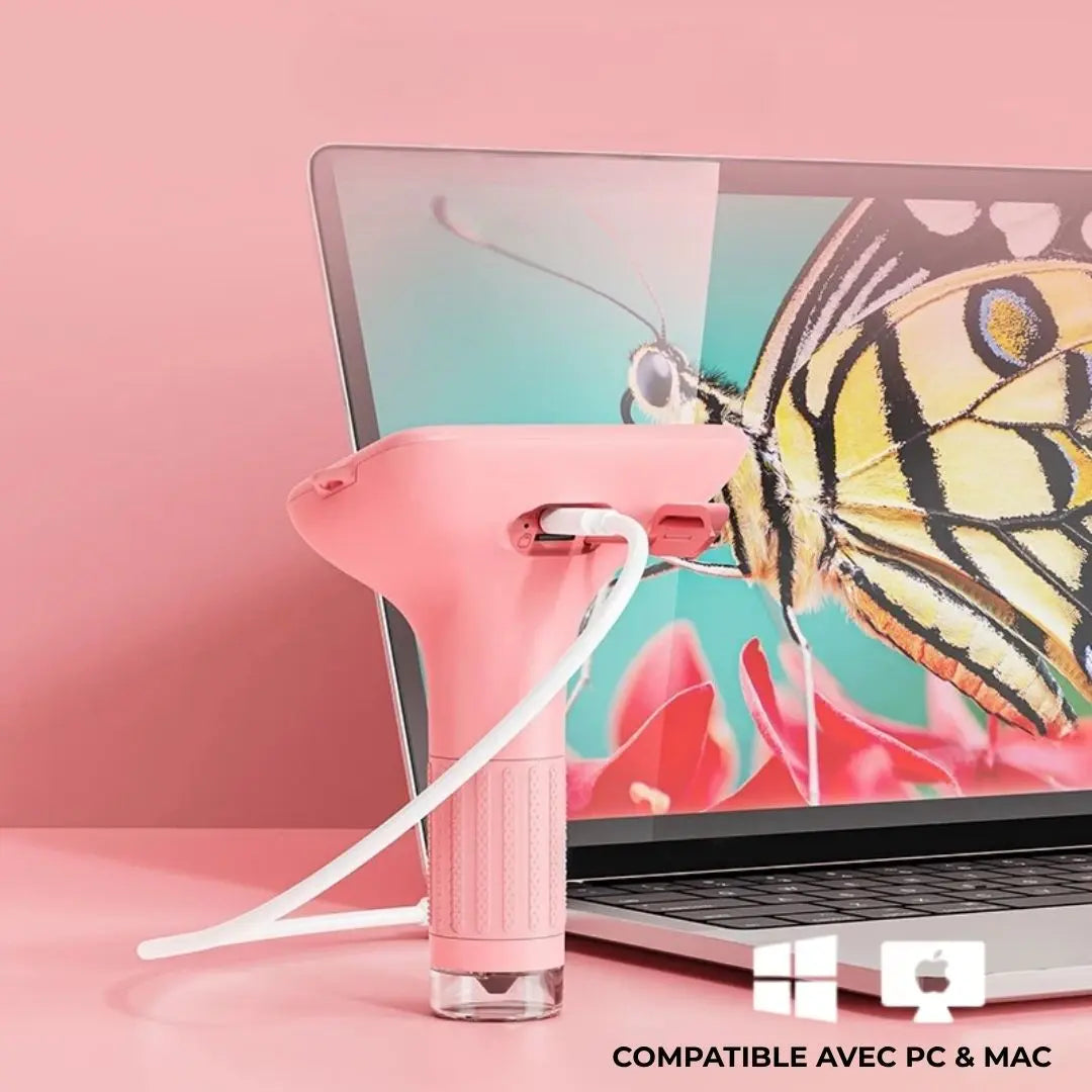 Microscope Enfant Écran 7,6cm et Zoom 1000x Rose – Dès 6 Ans