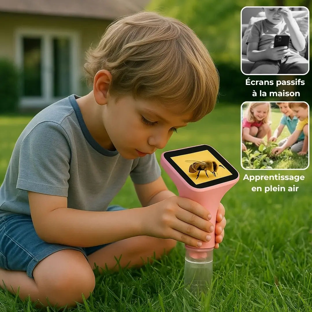 Microscope Enfant Écran 7,6cm et Zoom 1000x Rose – Dès 6 Ans