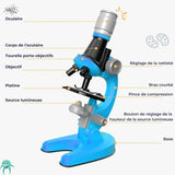 Microscope Optique Enfant 1200x Kit avec Spécimens – Dès 6 Ans