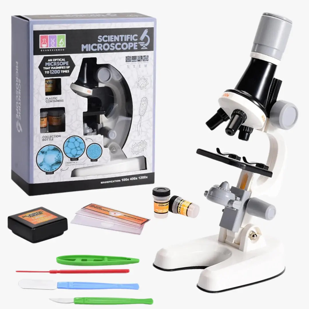 Microscope Optique Enfant 1200x Kit avec Spécimens – Dès 6 Ans