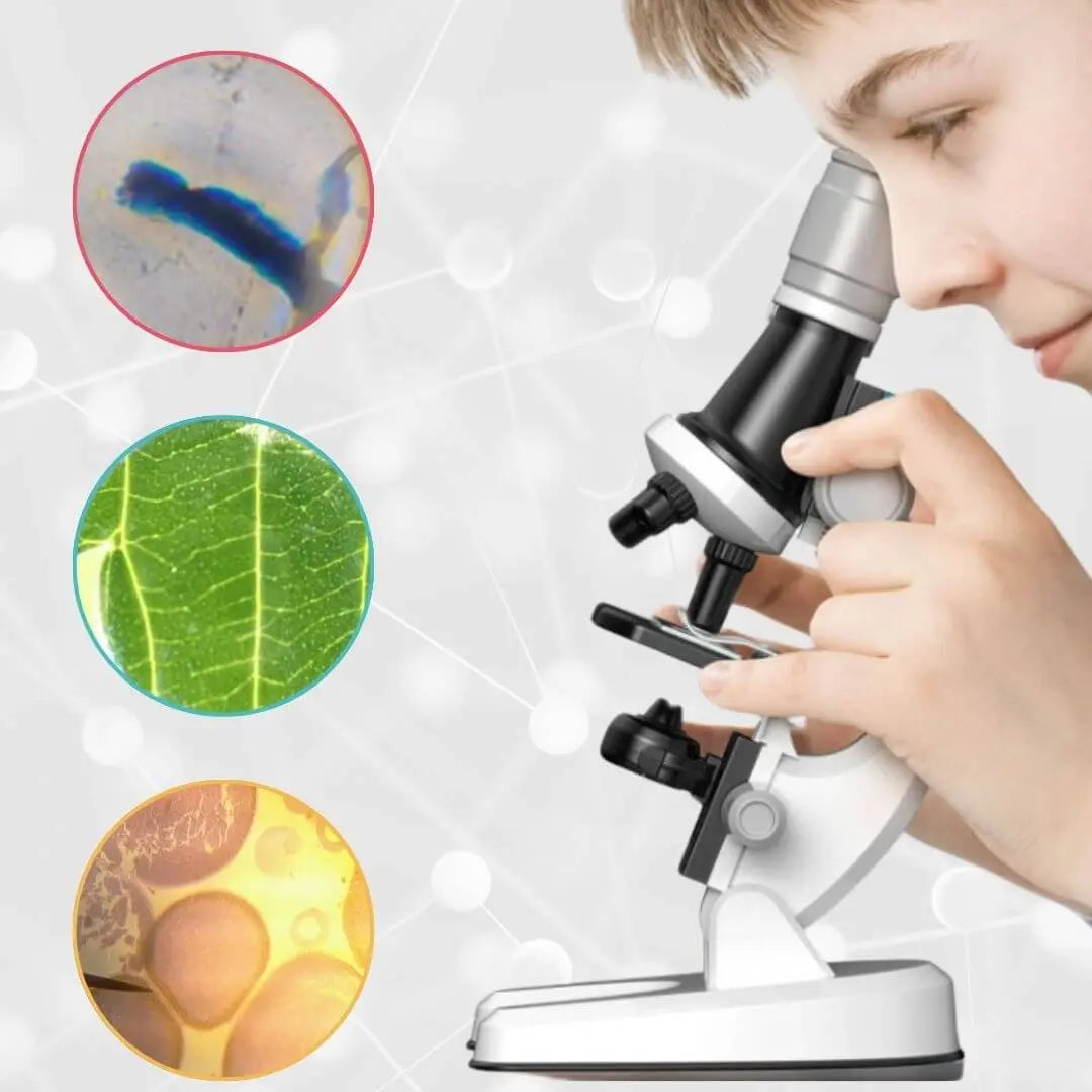 Microscope Optique Enfant 1200x Kit avec Spécimens – Dès 6 Ans