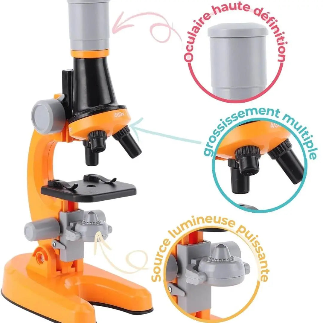 Microscope Optique Enfant 1200x Kit avec Spécimens – Dès 6 Ans