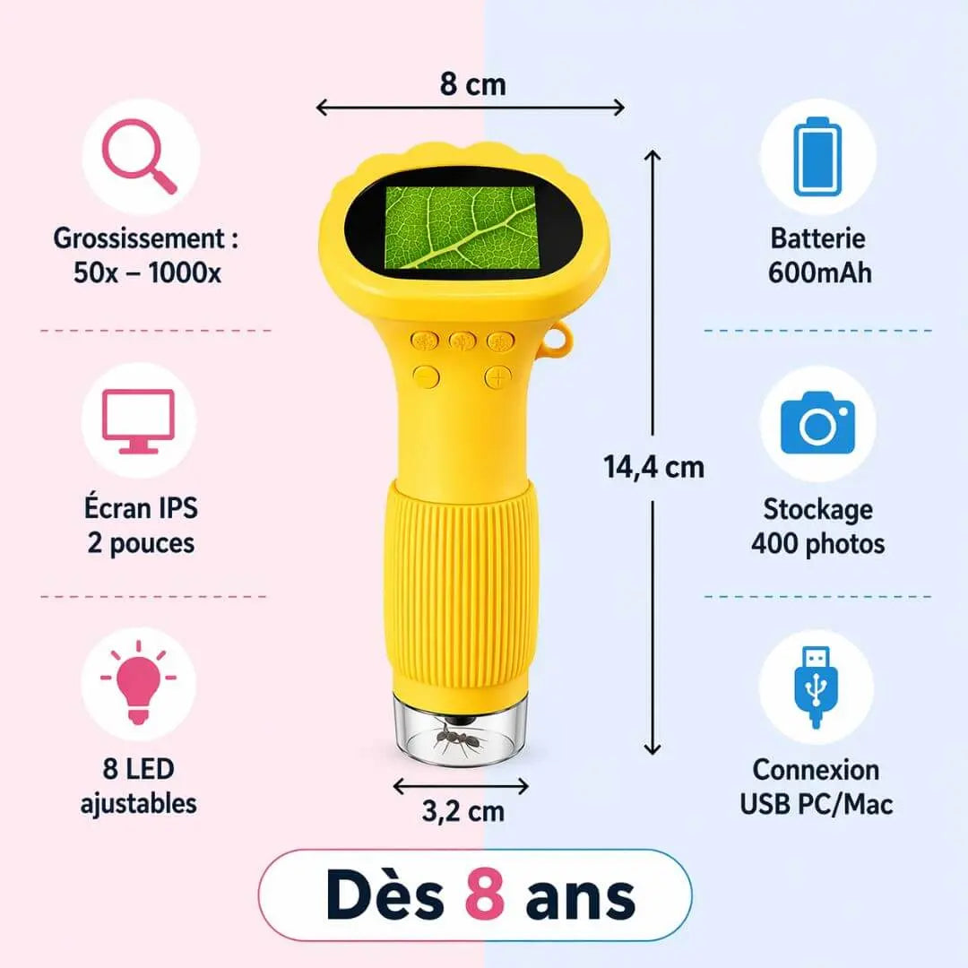 Microscope de Poche Enfant Compact – Dès 4 Ans