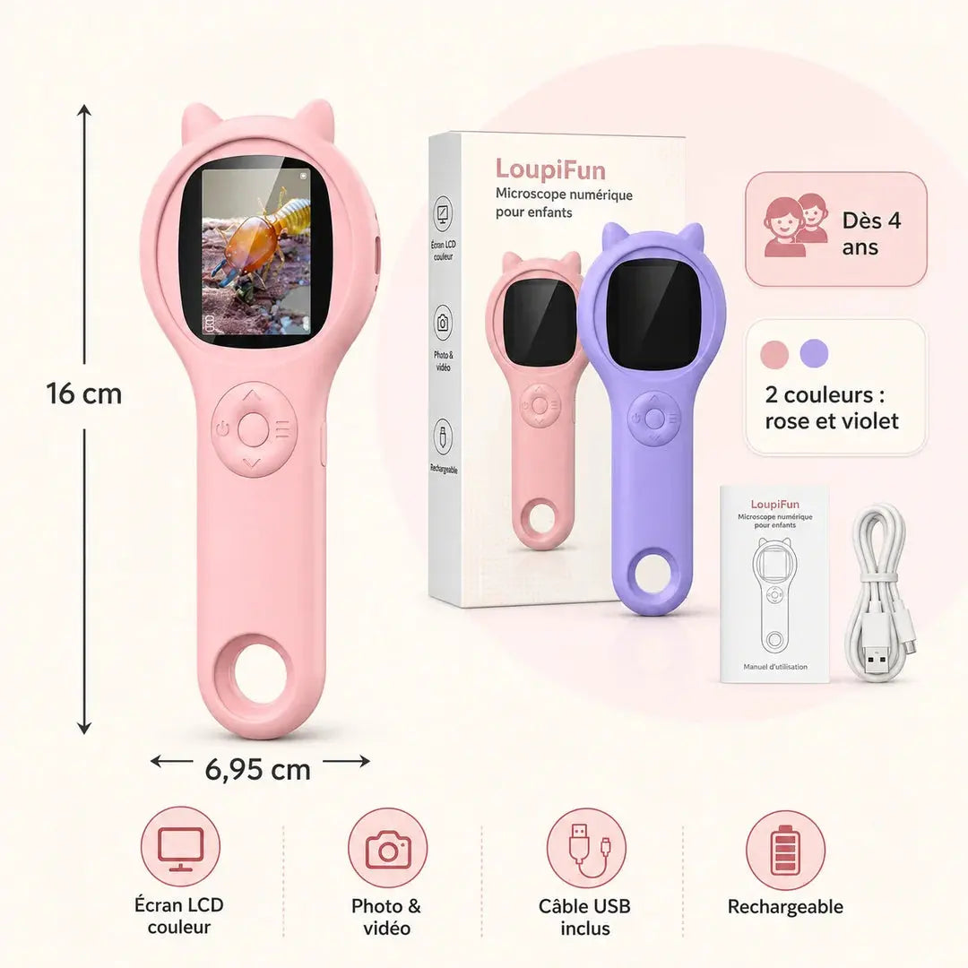 Microscope de Poche Enfant 500x – Dès 4 Ans