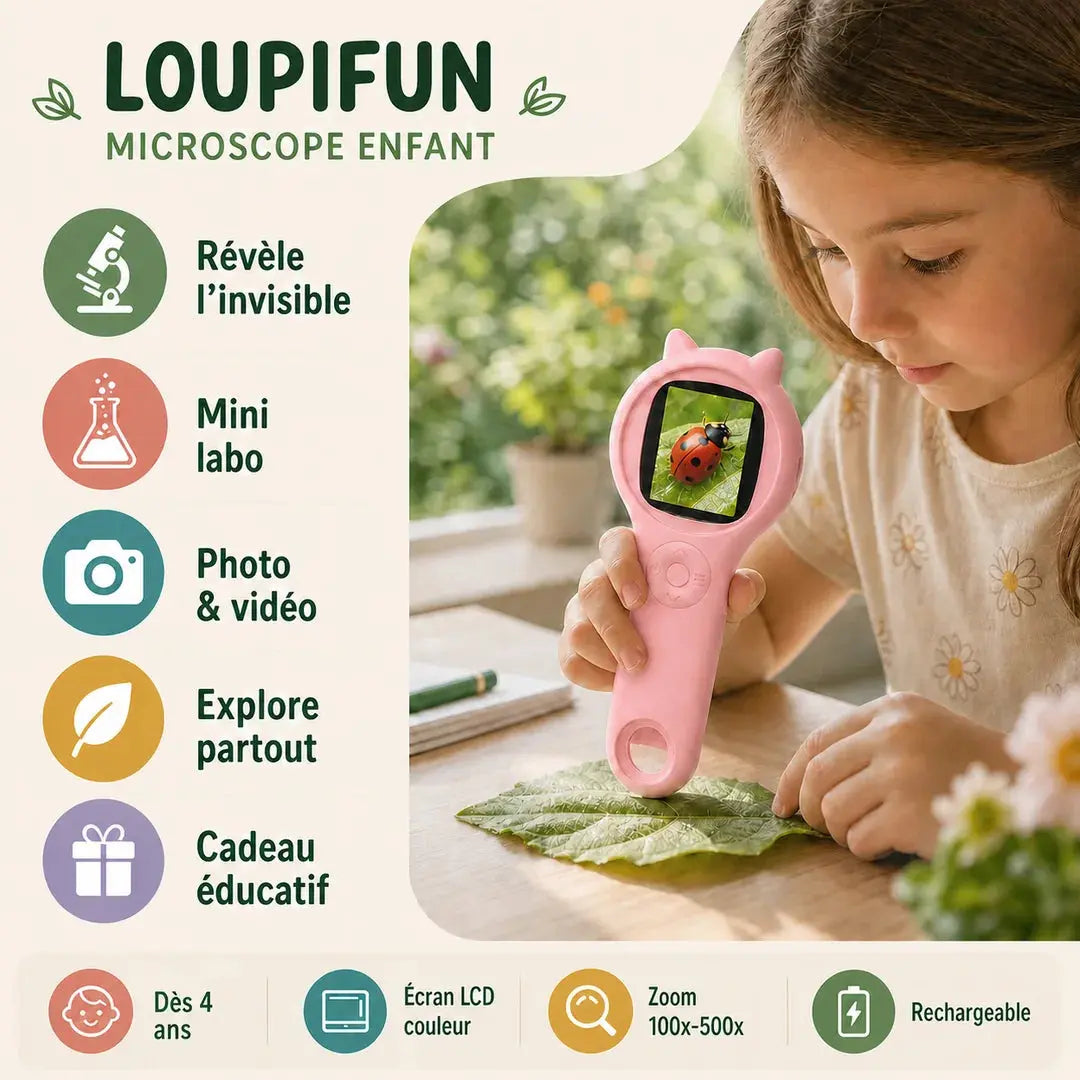 Microscope de Poche Enfant 500x – Dès 4 Ans