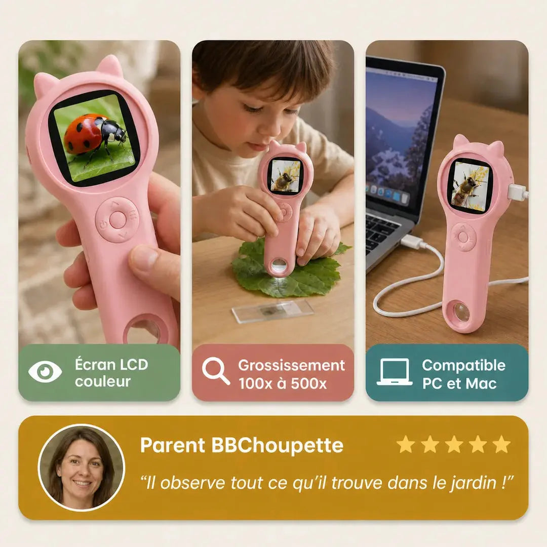 Microscope de Poche Enfant 500x – Dès 4 Ans
