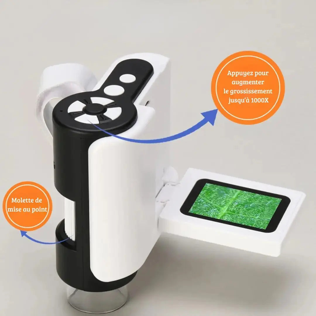 Microscope Électronique Enfant 1000x Écran Rabattable – Dès 6 Ans