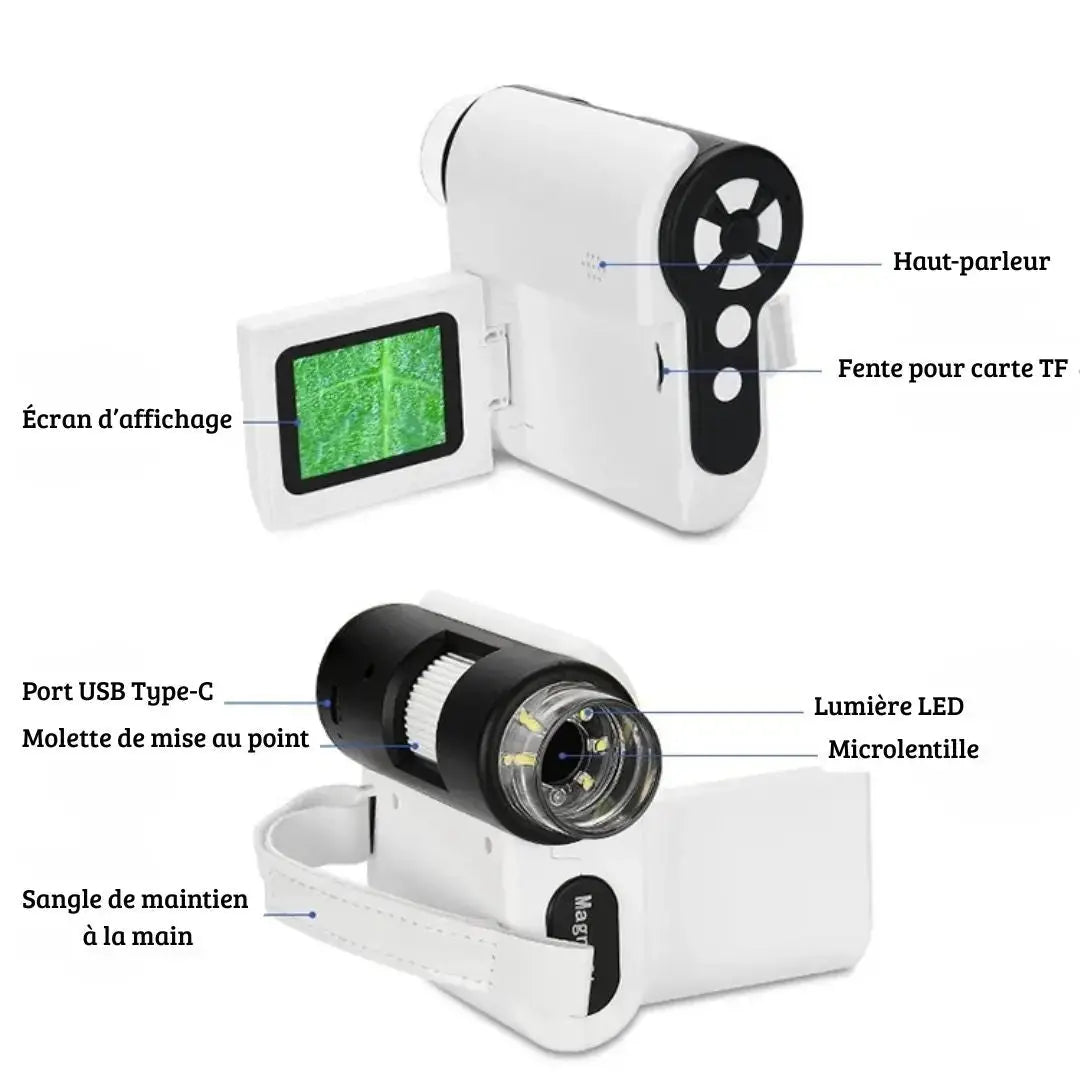 Microscope Électronique Enfant 1000x Écran Rabattable – Dès 6 Ans