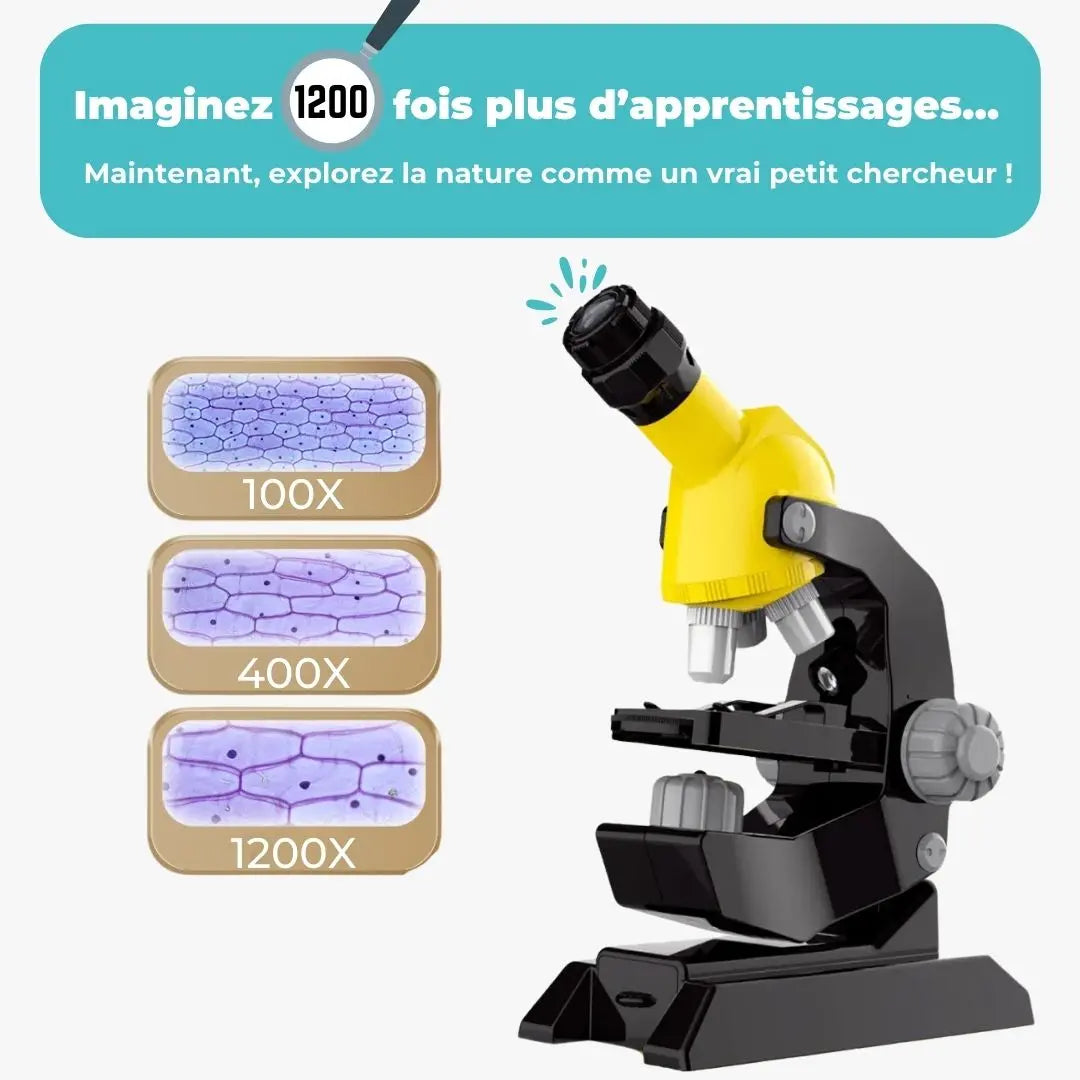 Microscope Optique Enfant 1200X avec Support Téléphone – Dès 8 Ans