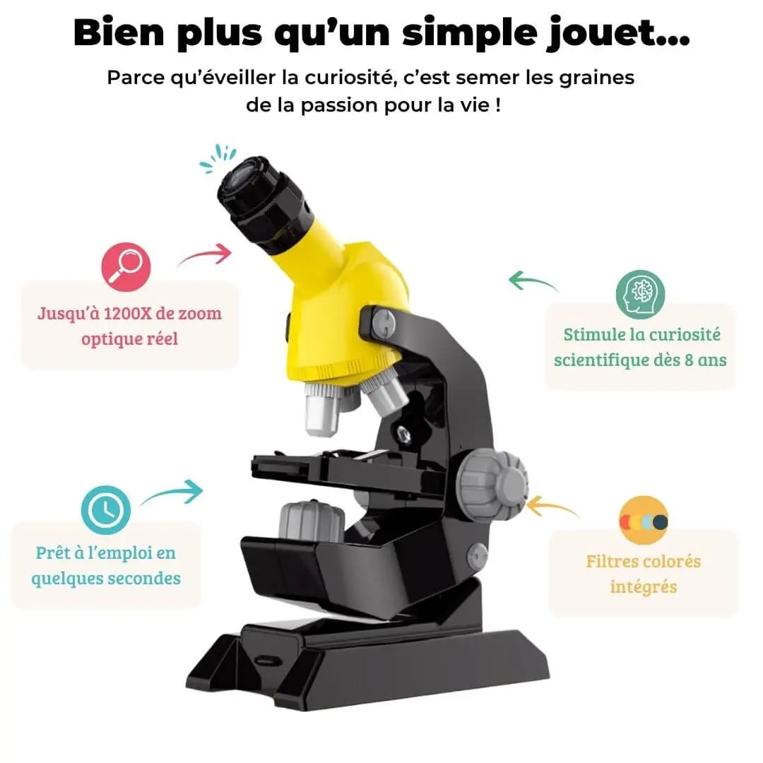 Microscope Optique Enfant 1200X avec Support Téléphone – Dès 8 Ans