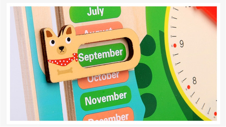 Calendrier et Horloge en Bois Montessori | Apprendre l'Heure, les Saisons et la Météo