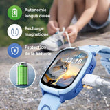 Montre 4G Enfant GPS HD – Appels Vidéo, SOS & Étanche IPX7