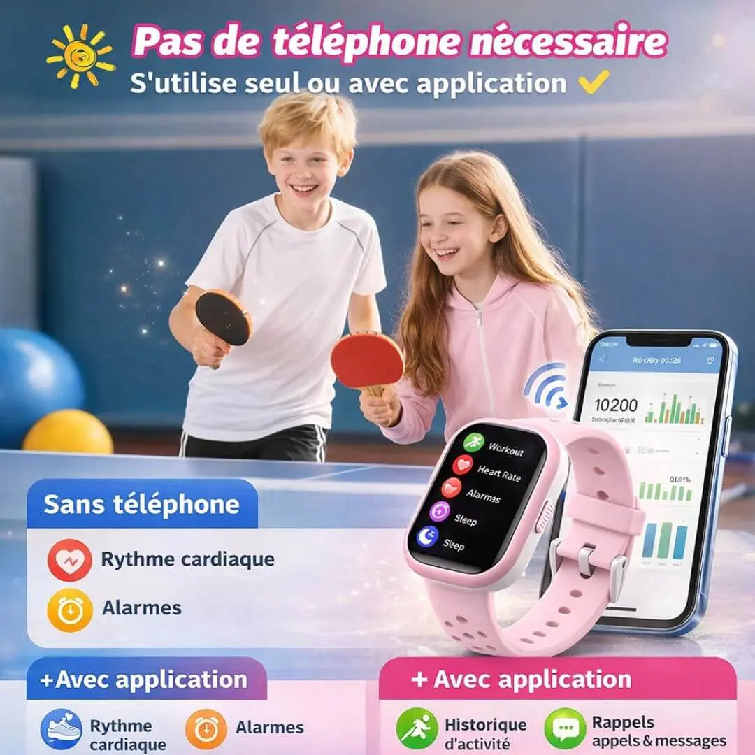 Smartwatch Enfant Sport Étanche IP68 – Suivi d'Activité & Sommeil