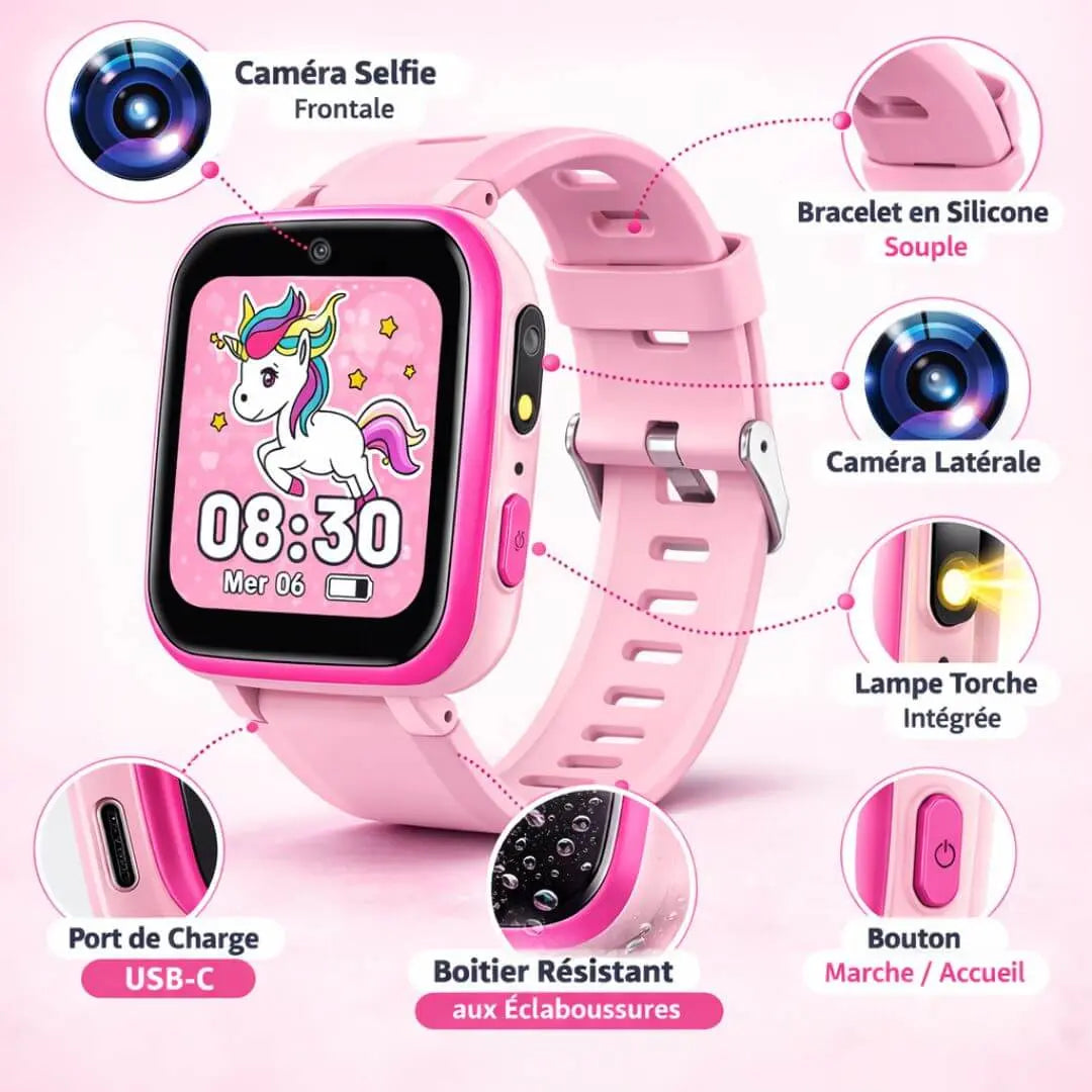 Montre Enfant avec Caméra HD – Jeux Éducatifs & Photos Amusantes
