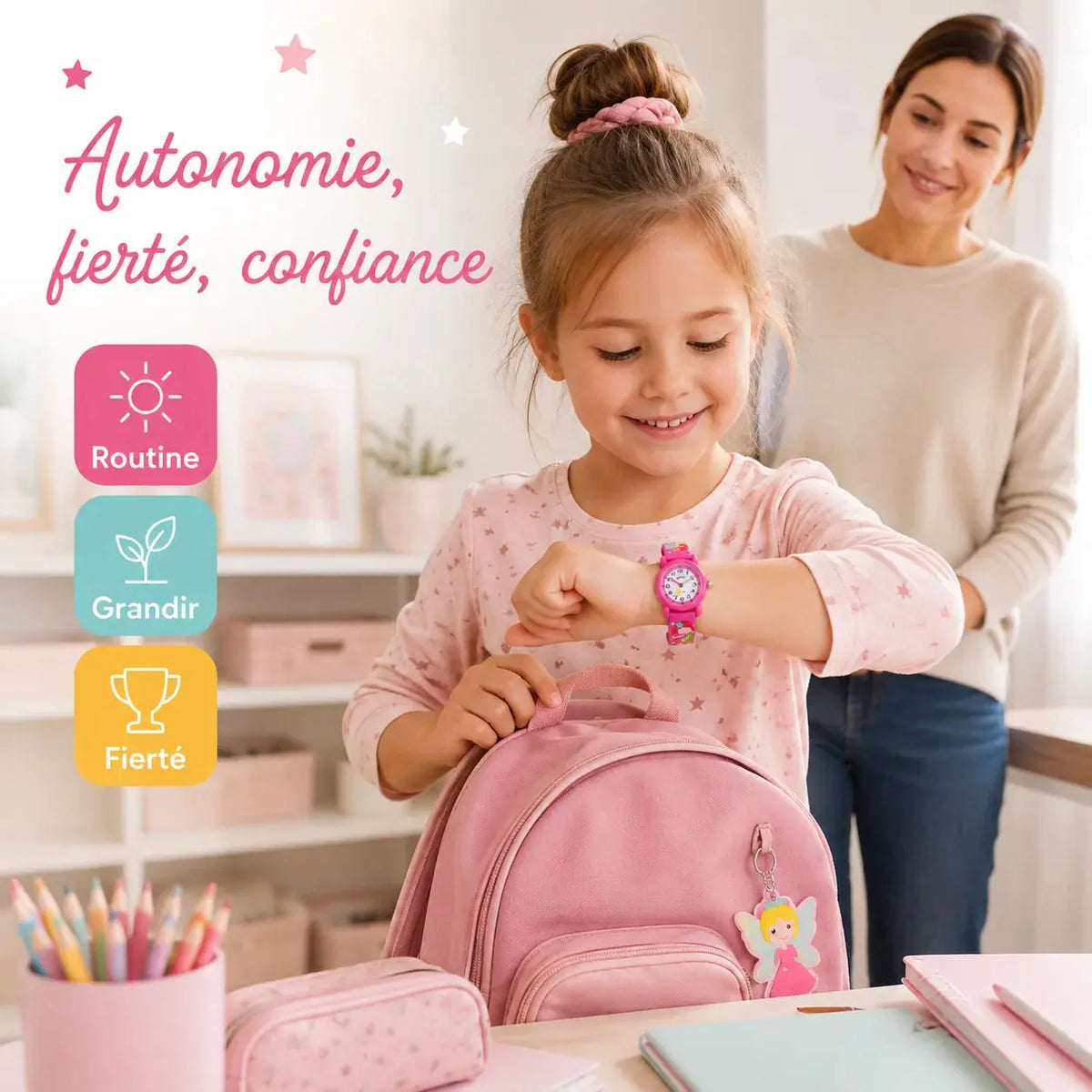 Montre Fée Enfant - Bracelet 3D & Apprendre l'Heure