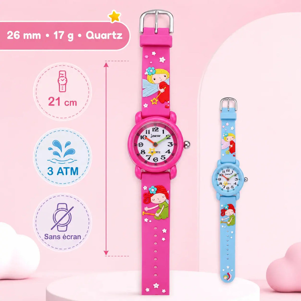 Montre Fée Enfant - Bracelet 3D & Apprendre l'Heure