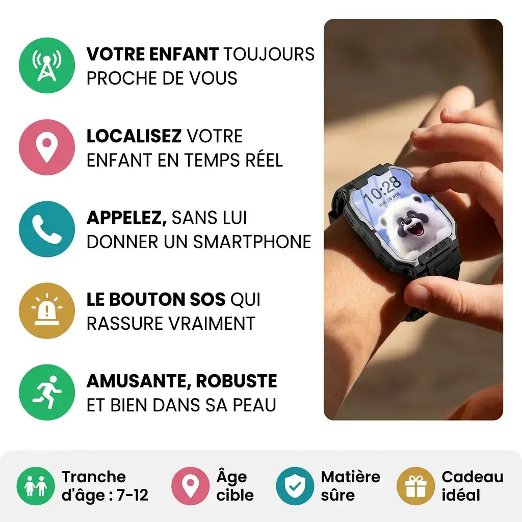 Montre Connectée Enfant GPS 4G – Appels Vidéo, SOS & Localisation Temps Réel