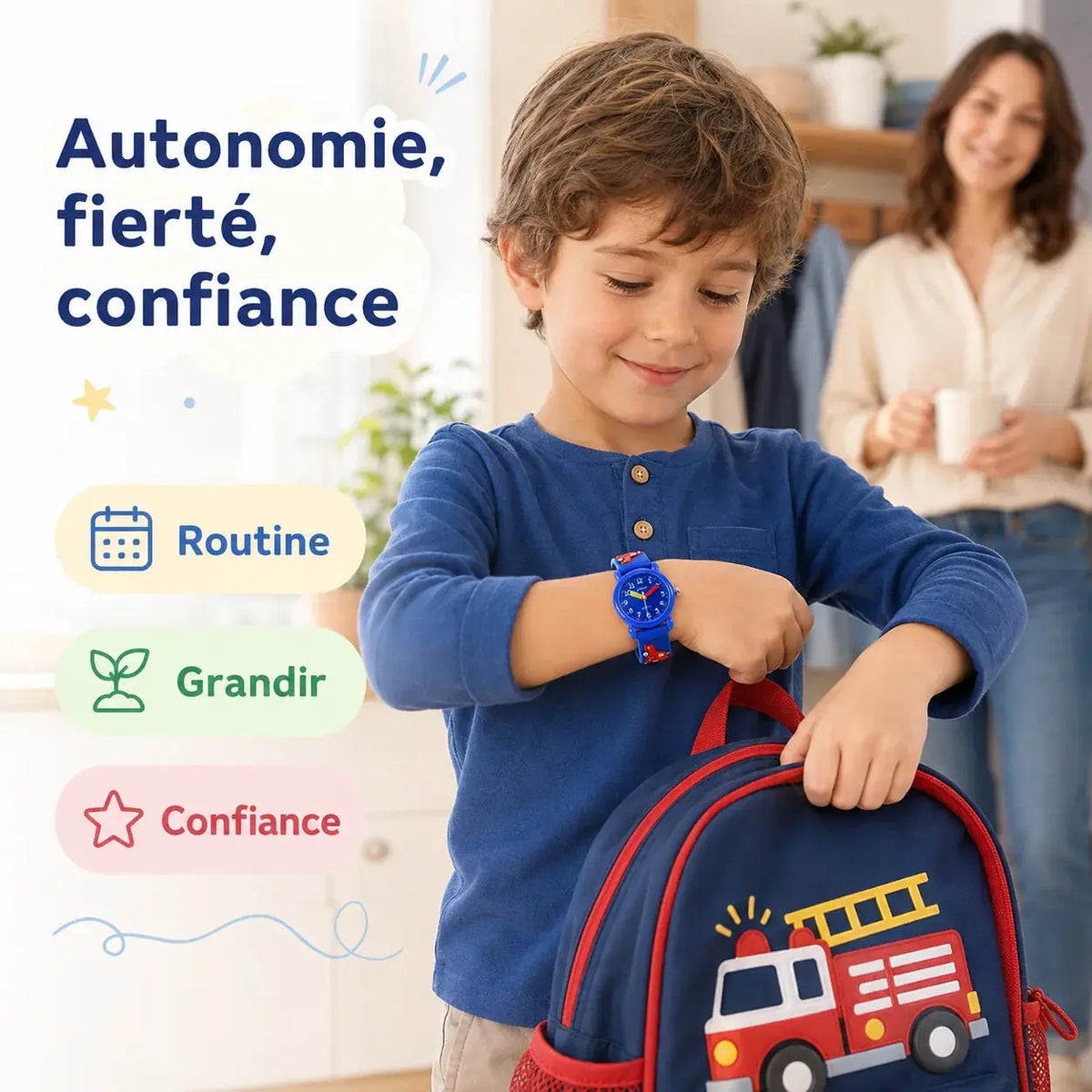Montre Pompier Enfant - Bracelet 3D & Apprendre l'Heure