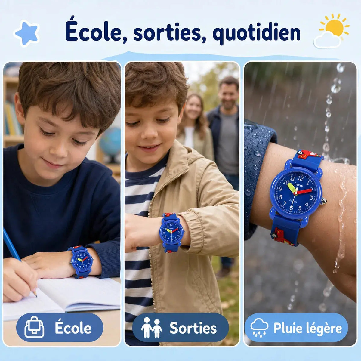Montre Pompier Enfant - Bracelet 3D & Apprendre l'Heure