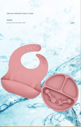 NobleTots Ultimate 7-Piece Silicone Feeding Set (Suction Plate, Bowl, Bib & 2-in-1 Cup)