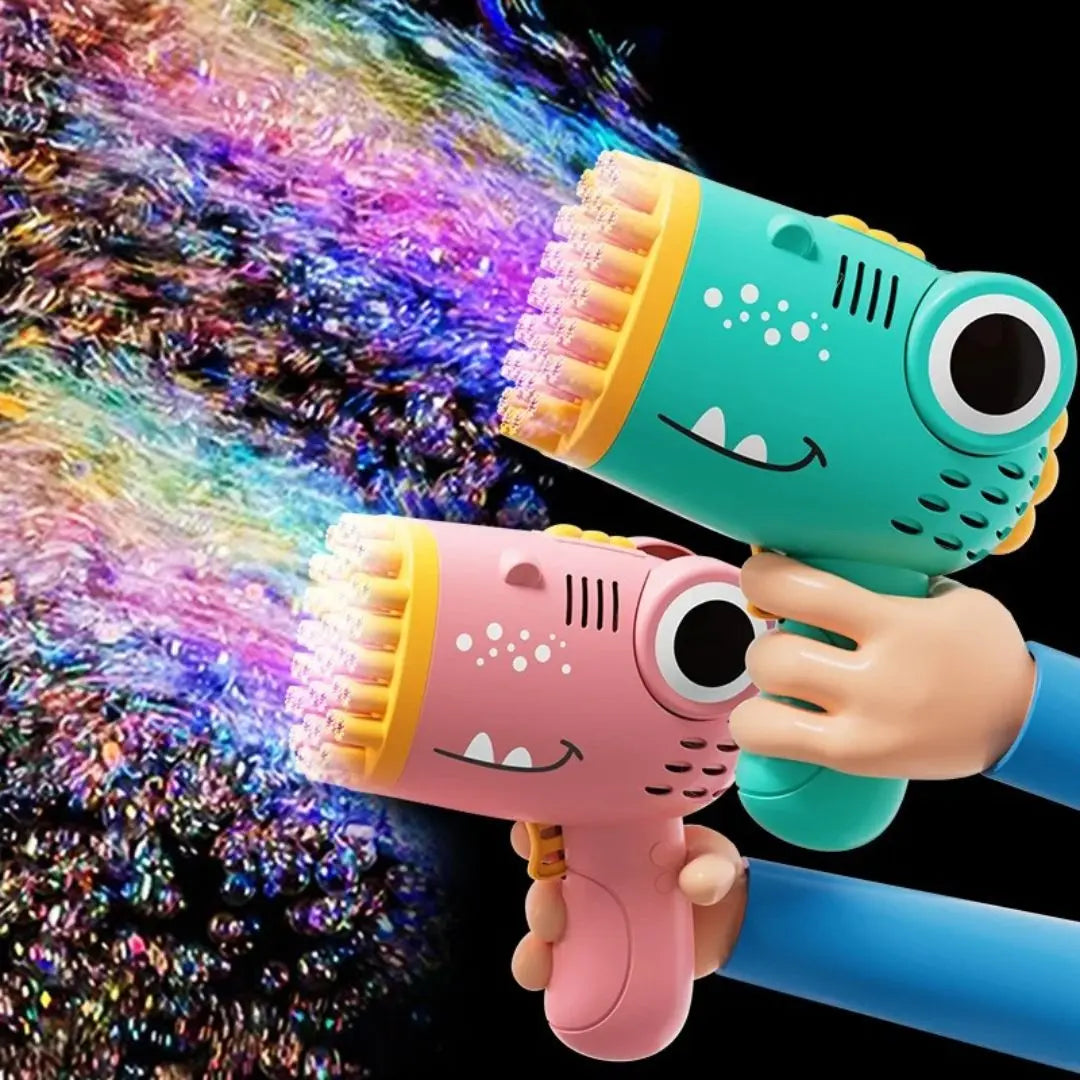 Pistolet à bulles dinosaure 40 trous lumineux - Bubblo