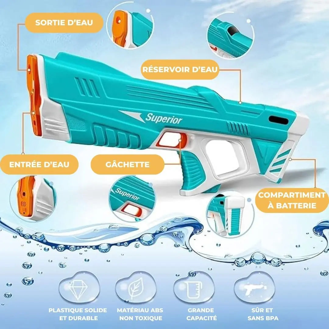 Pistolet à Eau Électrique Puissant - Grande Portée 8-10m - Superior