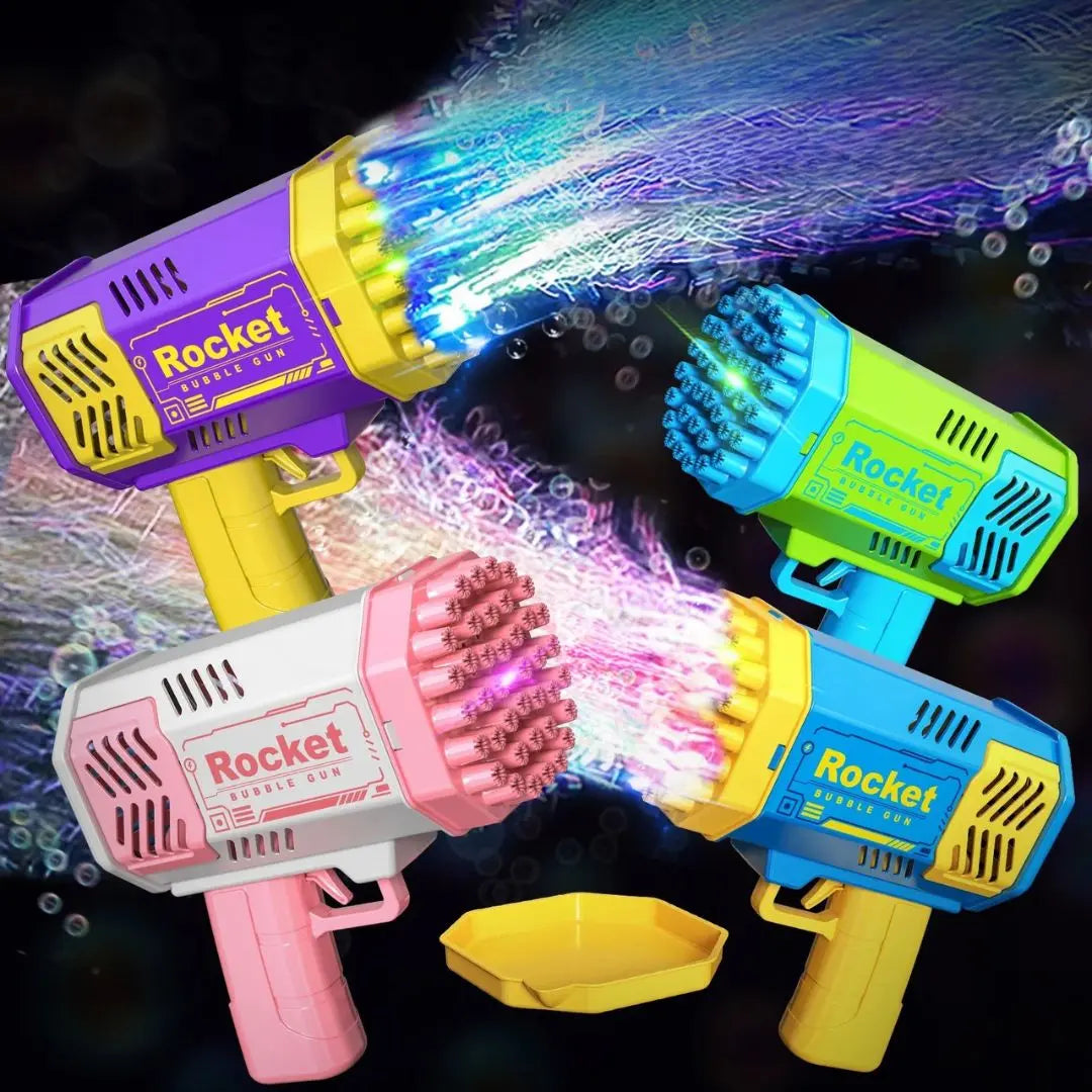 Pistolet bulle 40 trous lumineux pour enfants - Rocket Bubbl Gun