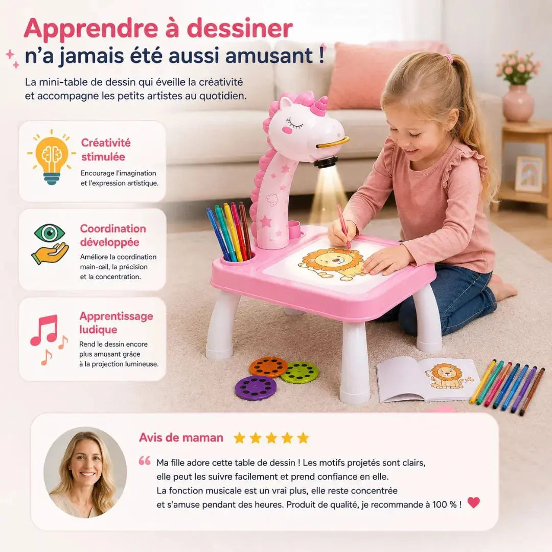 Projecteur Dessin Enfant – Mini-Table LED & 24 Modèles Créatifs