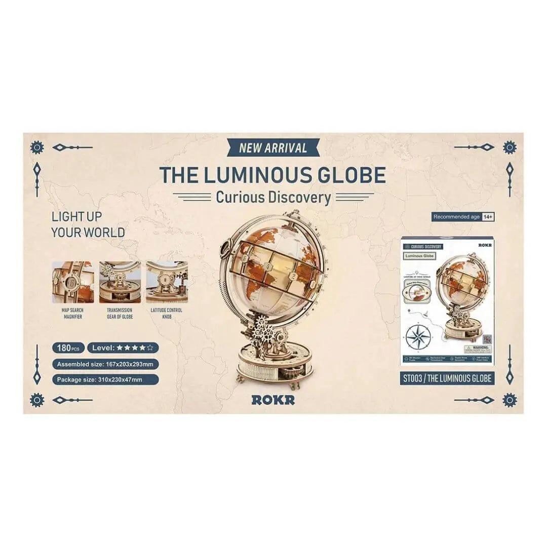 Puzzle 3D Bois Globe Lumineux - TerraLumen