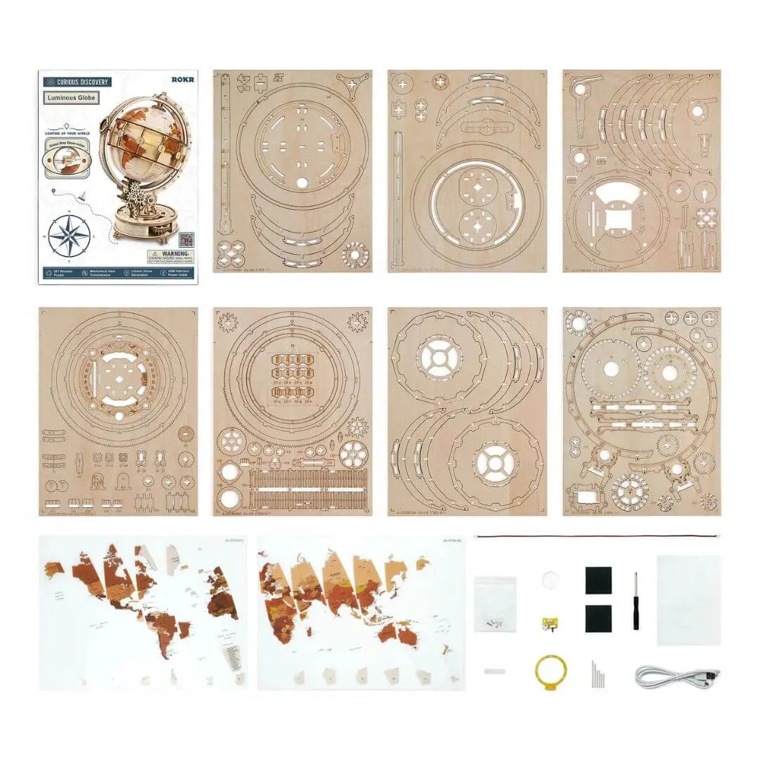 Puzzle 3D Bois Globe Lumineux - TerraLumen