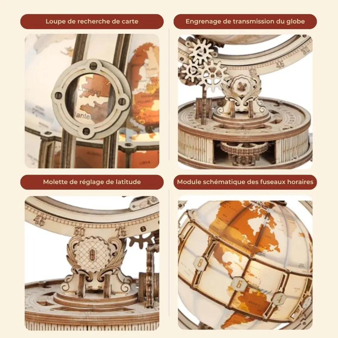 Puzzle 3D Bois Globe Lumineux - TerraLumen